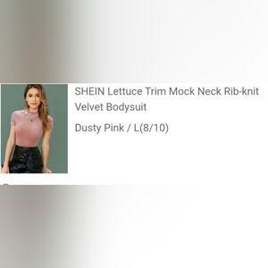 SHEIN Lettuce Trim Mock Neck Rib-knitVelvet Bodysuit